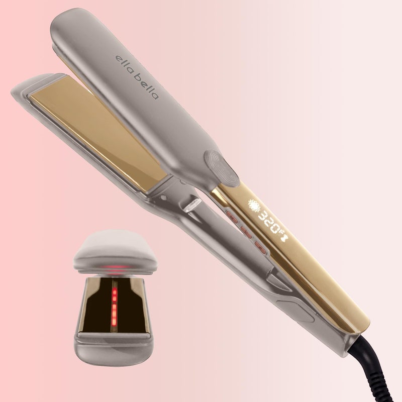 ELLA BELLA Titanium Flat Iron Hair Straightener with Infrared  Professional Straightening Iron  Digital Display to Accurately Control Temperature  As Featured in Good Housekeeping